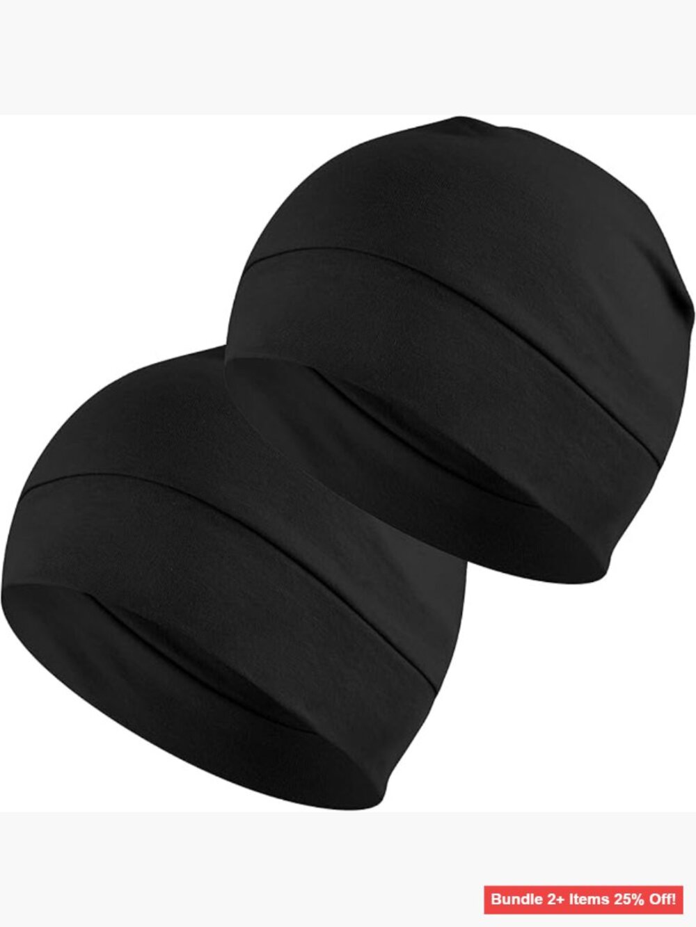 2-Pack Cotton Beanie Hat, Stretchy Skull Cap for Running Cycling Skiing